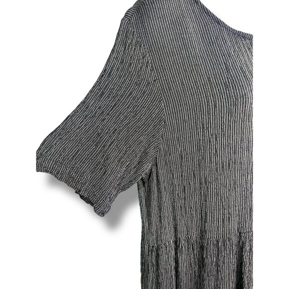 Vintage Eileen Fisher Pinstripe Maxi Dress black white Cottagecore Lagenlook - Picture 3 of 8